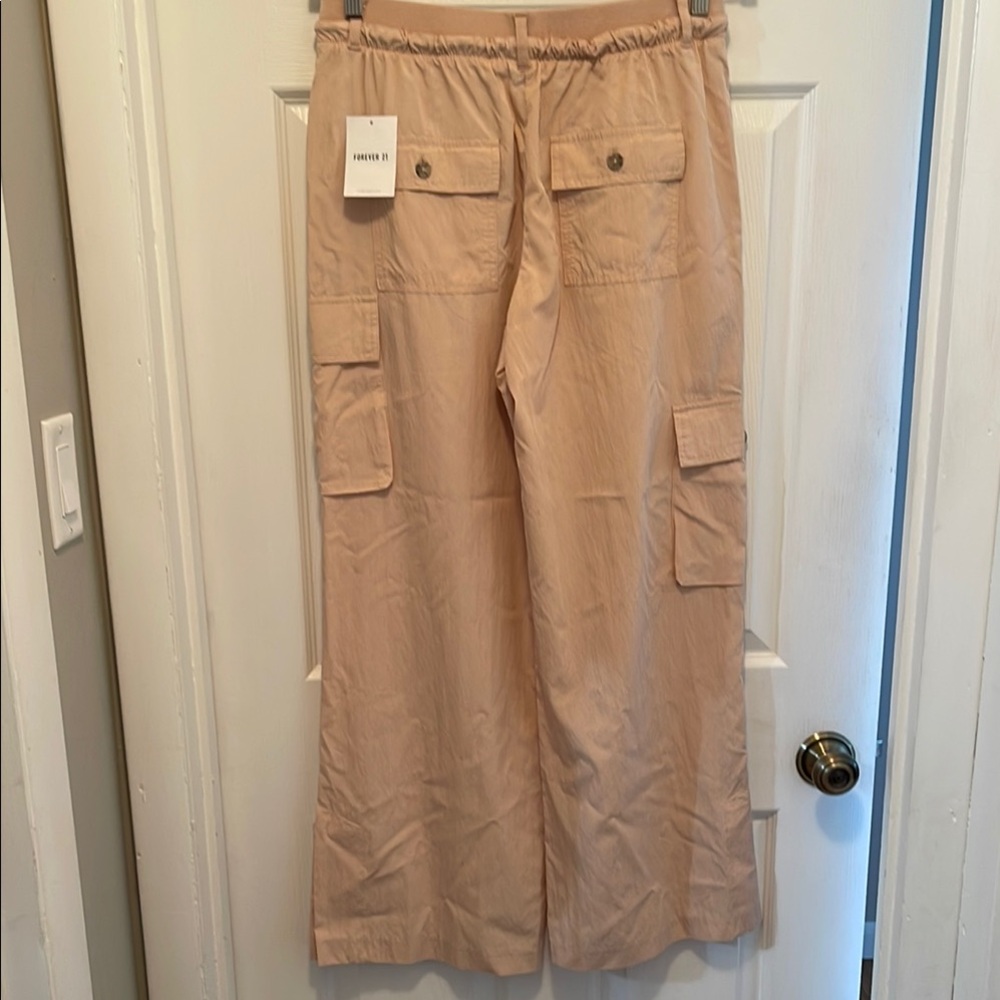 Forever 21 Tan Track Pants with Elastic Waistband
